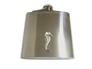 Silver Toned Textured Sea Horse 6 Oz. Stainless Steel Flask