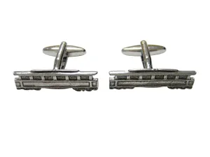Silver Toned Textured Tram Car Cufflinks