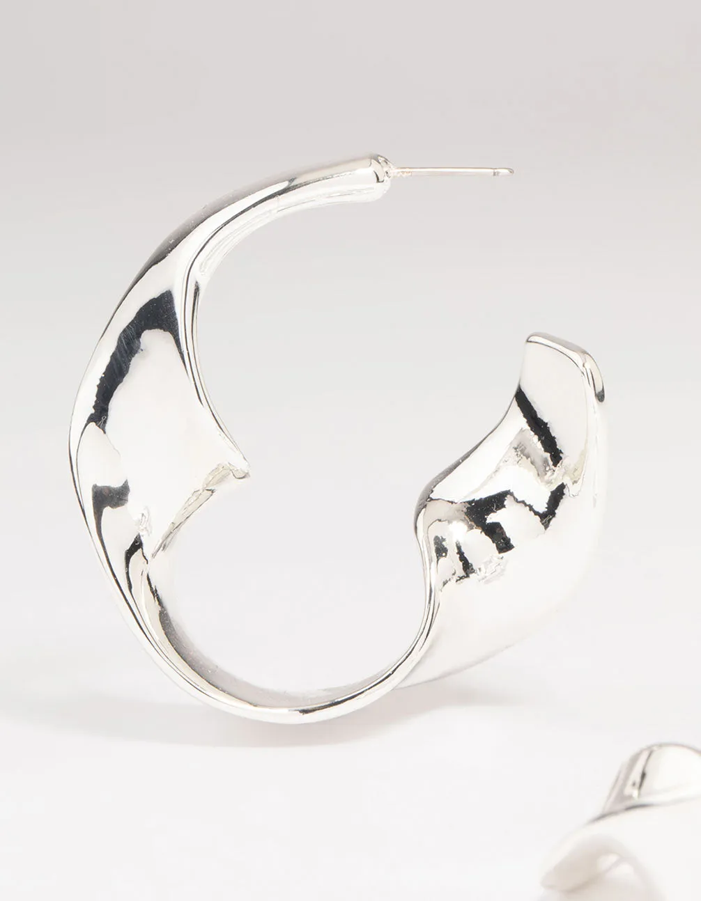 Silver Twisted Hoop Large Earrings