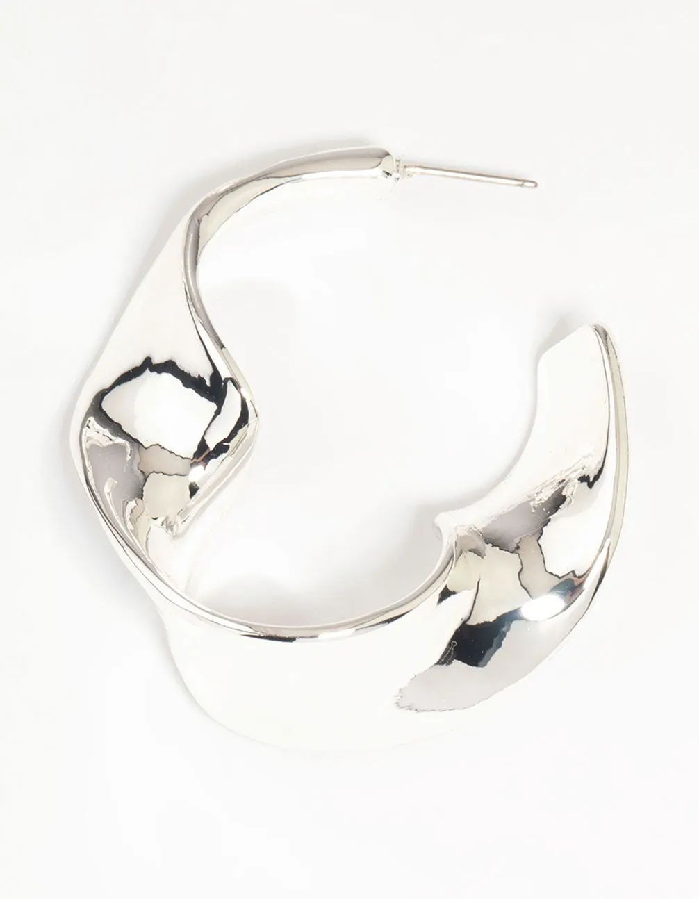 Silver Twisted Hoop Large Earrings