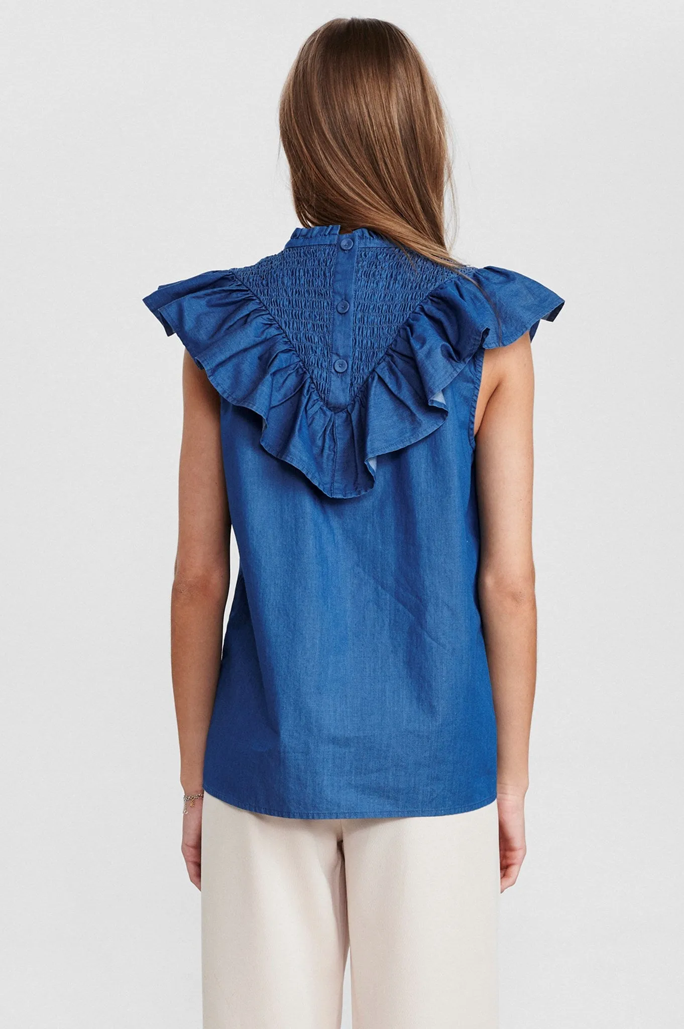 SISARA TOP - Medium Blue Denim