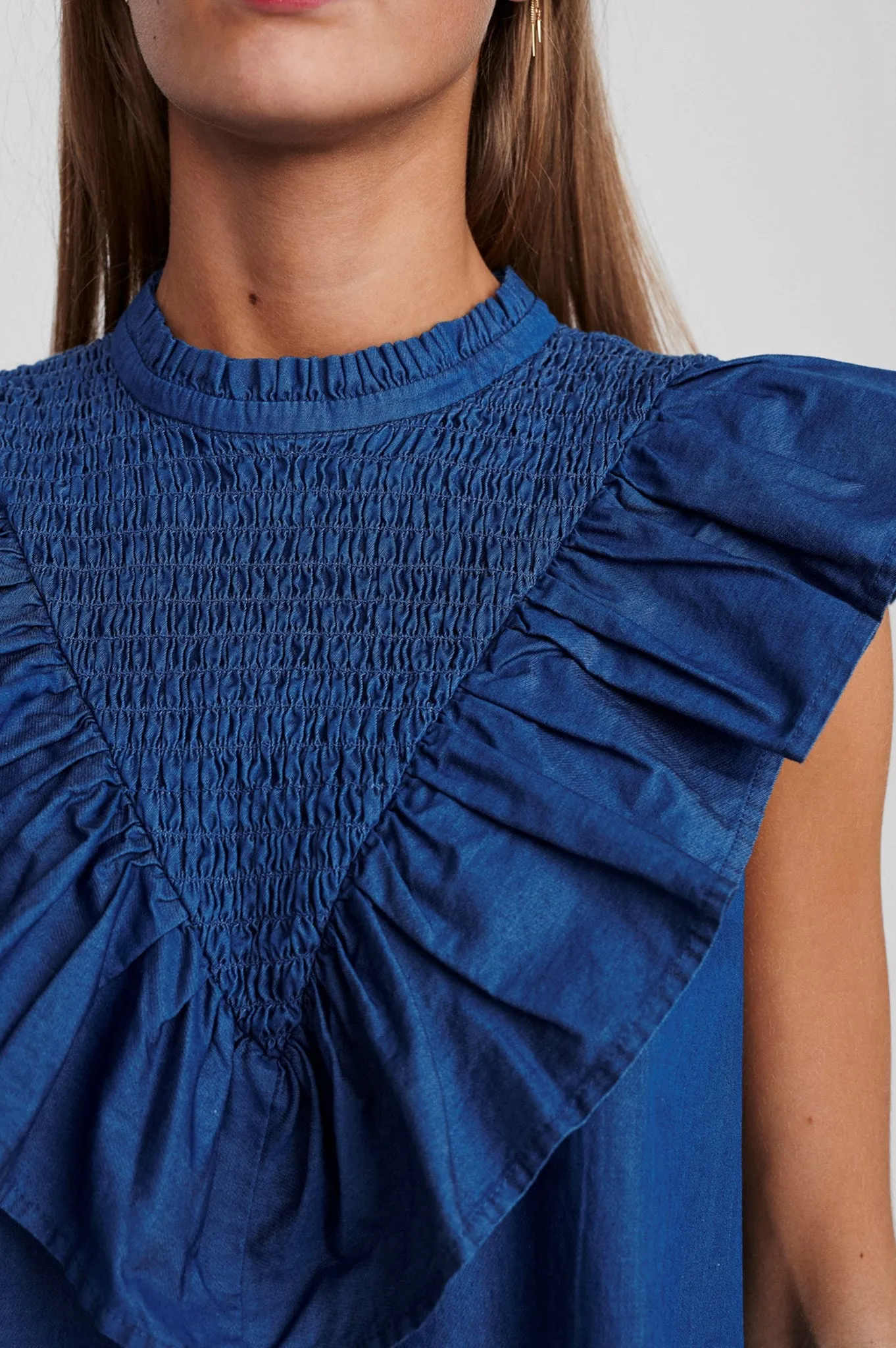 SISARA TOP - Medium Blue Denim
