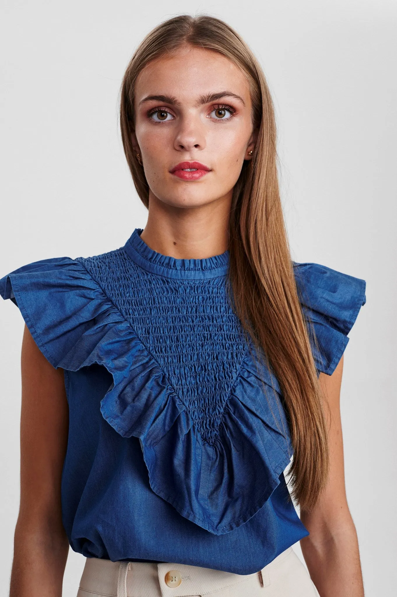 SISARA TOP - Medium Blue Denim