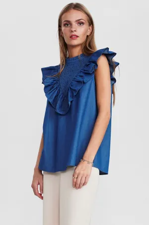 SISARA TOP - Medium Blue Denim