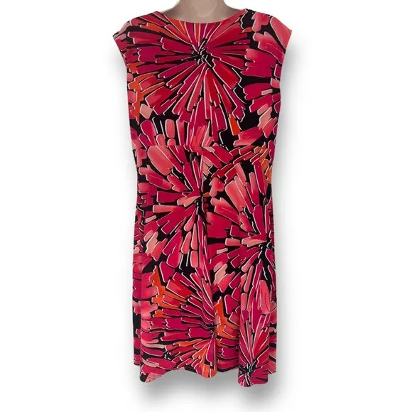 Size 12 BOLD FLORAL PRINT SLEEVELESS DRESS Spring Summer‎ Wedding Party Church