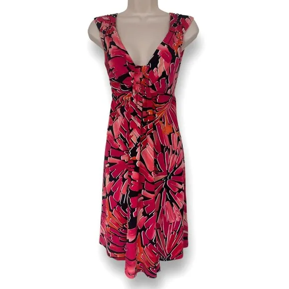 Size 12 BOLD FLORAL PRINT SLEEVELESS DRESS Spring Summer‎ Wedding Party Church