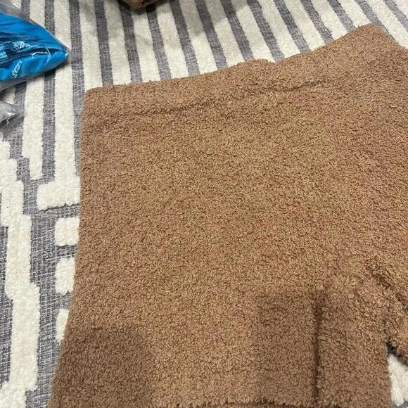 SKIMS Brown Knit Cozy Shorts