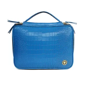 Sky Blue Double Compartment Leather Kit Bag