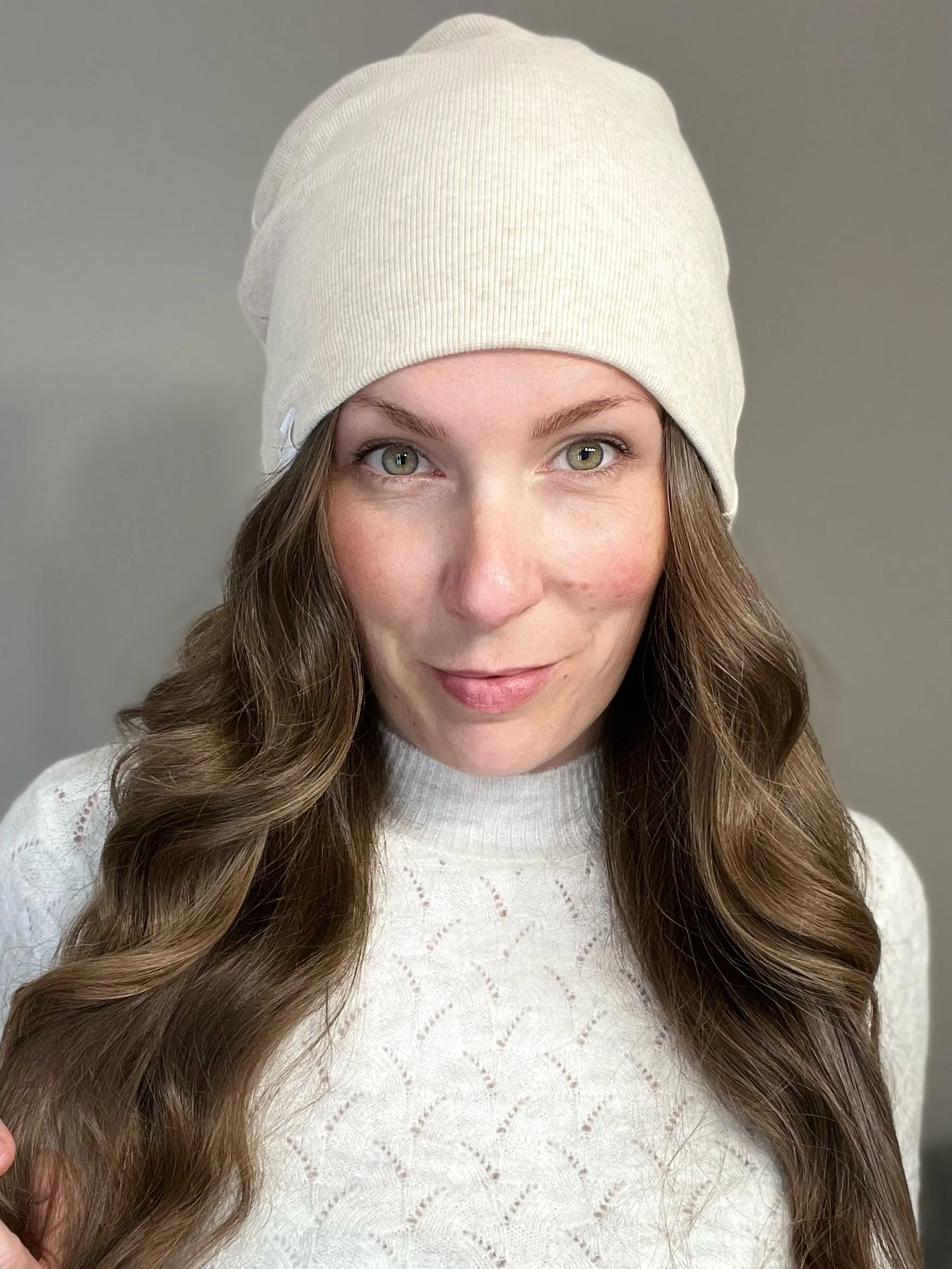 Slouchy Bamboo Ribbing Pom Pom Beanies