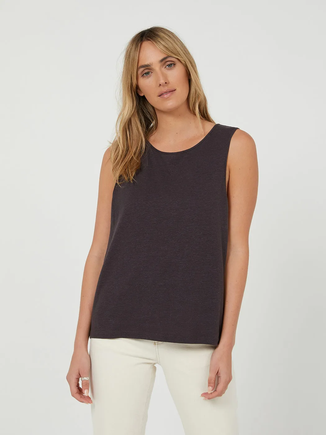 Slouchy Hemp Tank Charcoal