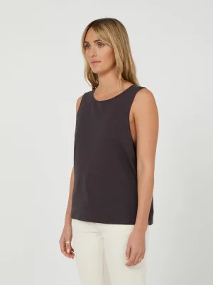 Slouchy Hemp Tank Charcoal