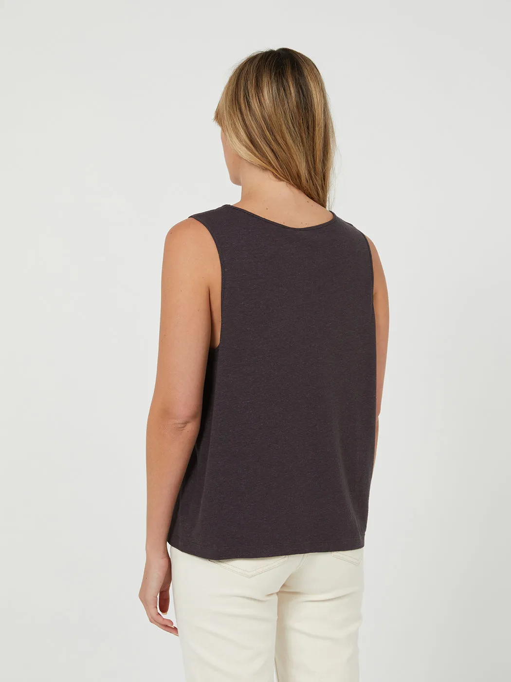 Slouchy Hemp Tank Charcoal