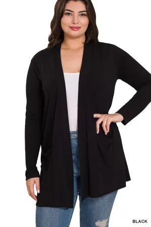 Slouchy Open Cardigan- Black
