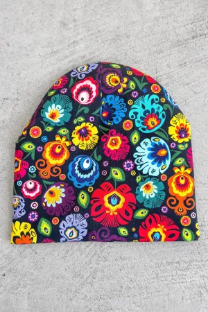 Slouchy Polish Folk  Beanie