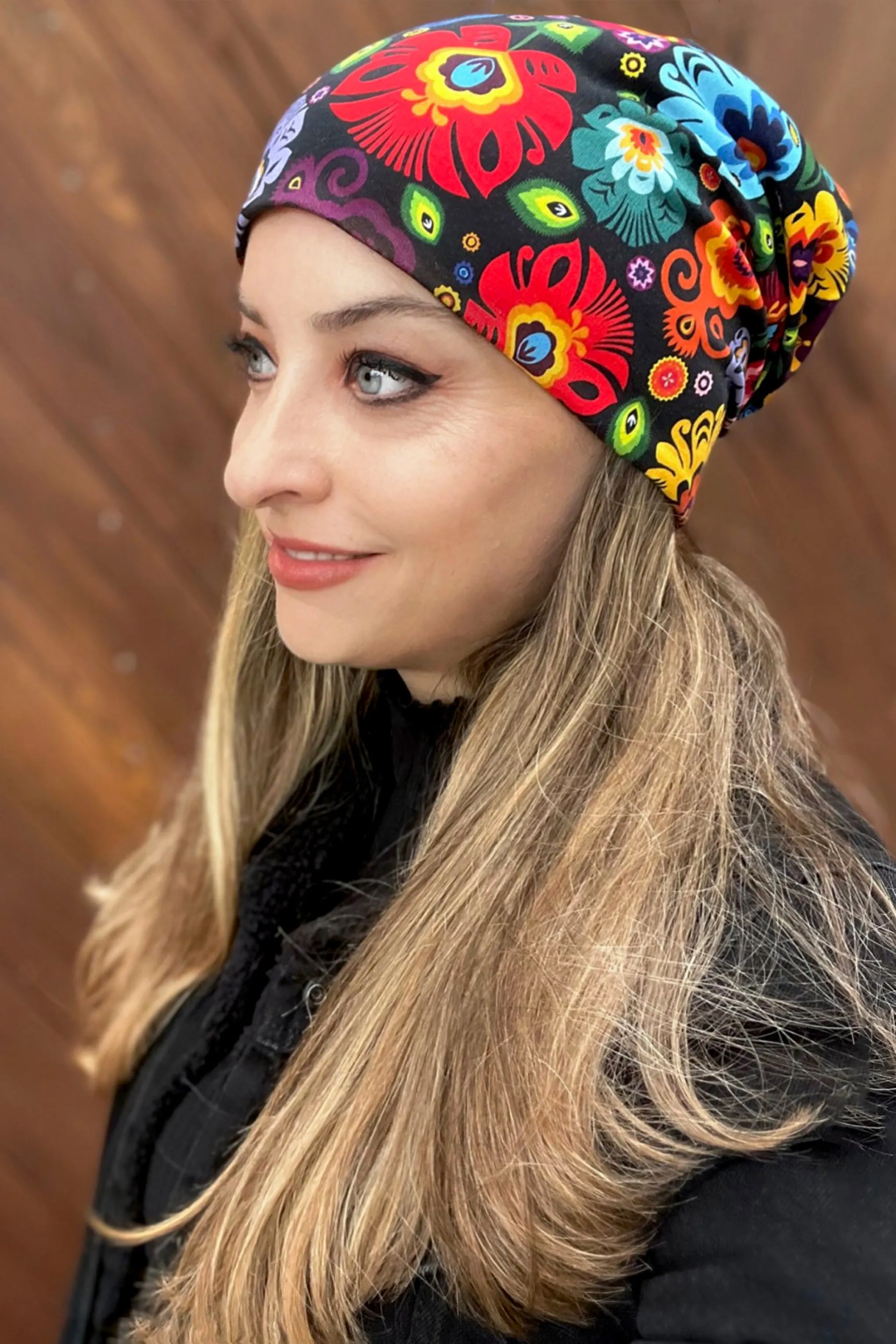 Slouchy Polish Folk  Beanie
