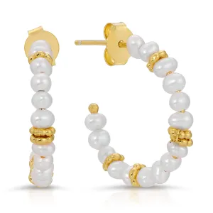 Small Pearl Hoops