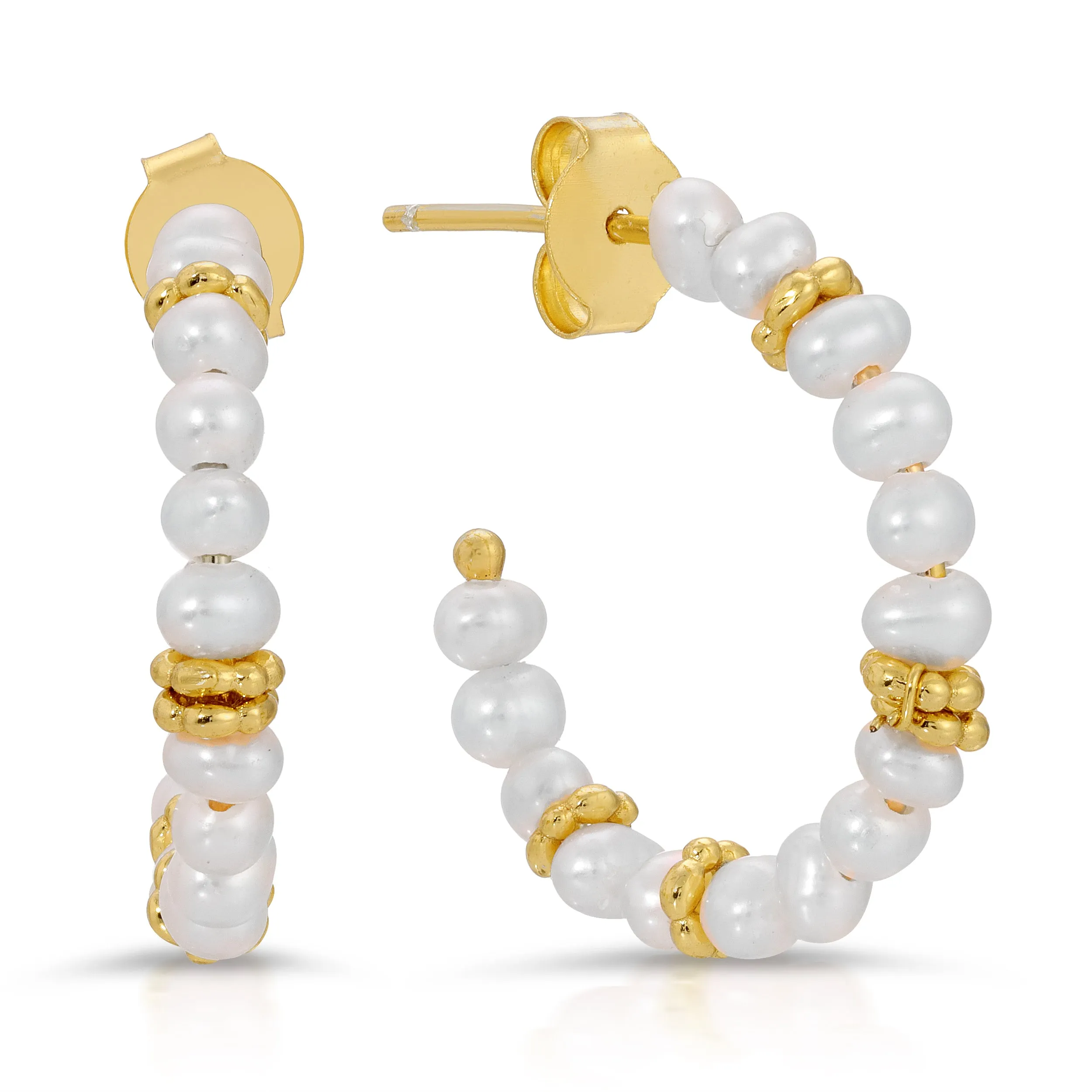 Small Pearl Hoops