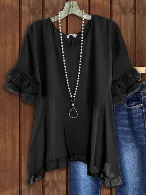 Solid Frilled Tee