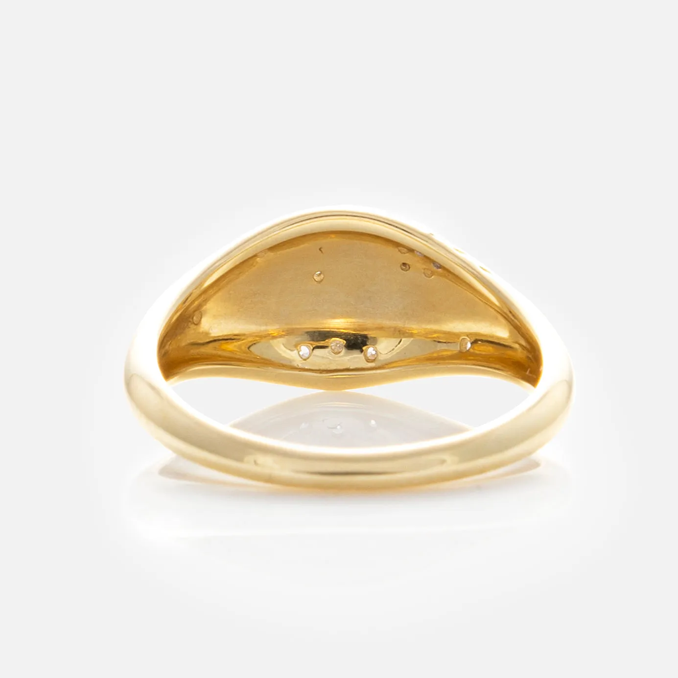 Solid Gold Floral Etched Diamond Pinky Ring
