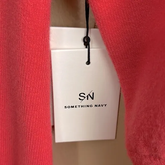 Something Navy Square Neck Sweater Juliet Long Sleeves Orange Slice NOT YELLOW