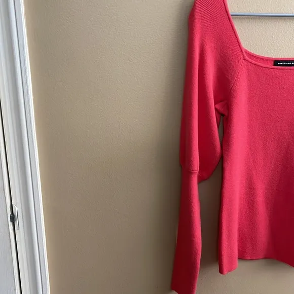 Something Navy Square Neck Sweater Juliet Long Sleeves Orange Slice NOT YELLOW