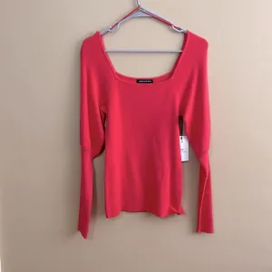 Something Navy Square Neck Sweater Juliet Long Sleeves Orange Slice NOT YELLOW