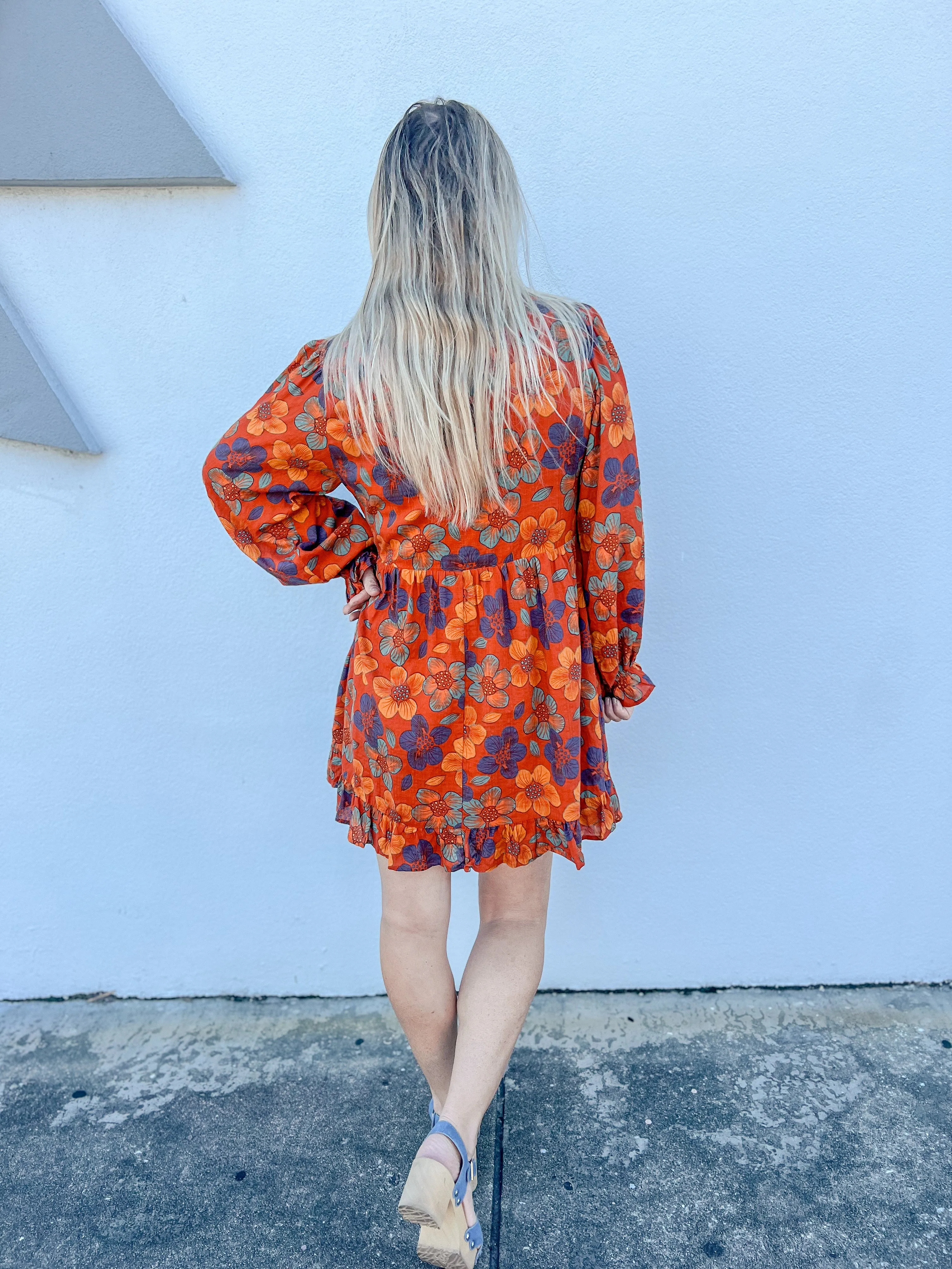 Somewhere Only We Know Floral Printed Dress - Rust
