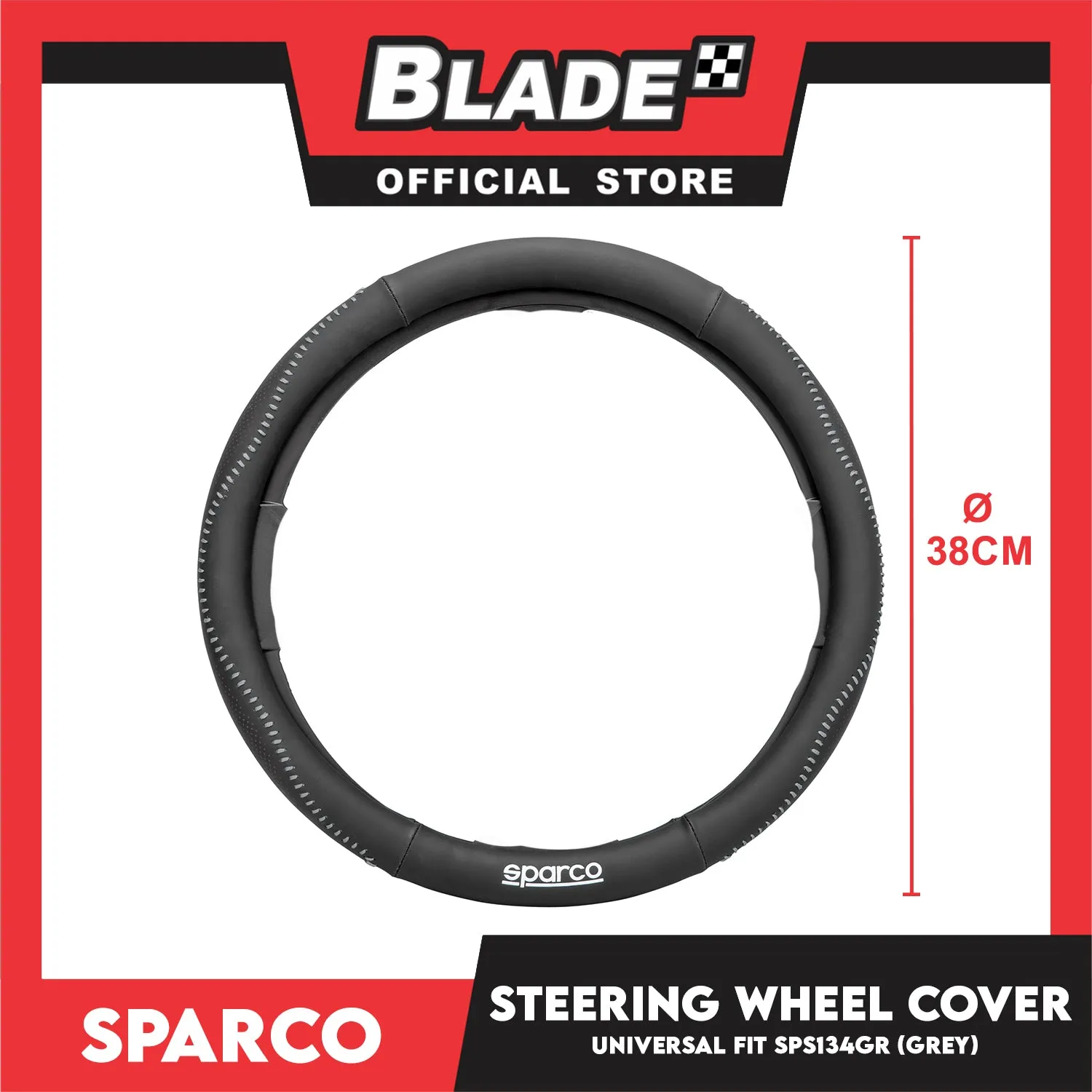 Sparco Corsa Steering Wheel Cover SPS134GR (Grey) Universal Fit for Toyota, Mitsubishi, Honda, Hyundai, Ford, Nissan, Suzuki, Isuzu, Kia, MG and more
