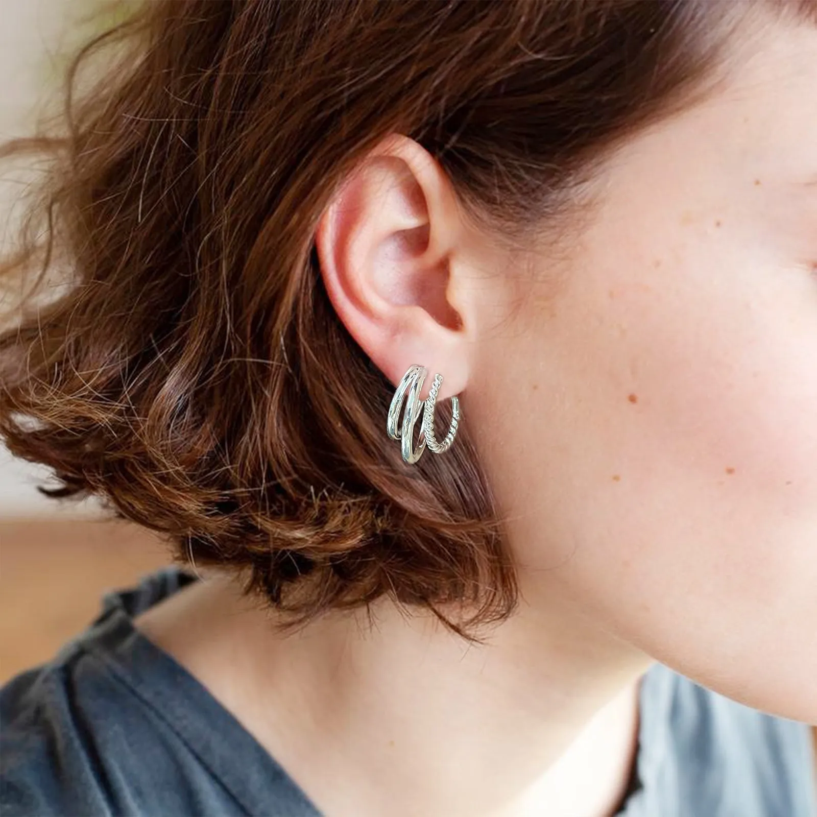 Split Hoop Huggie Earrings