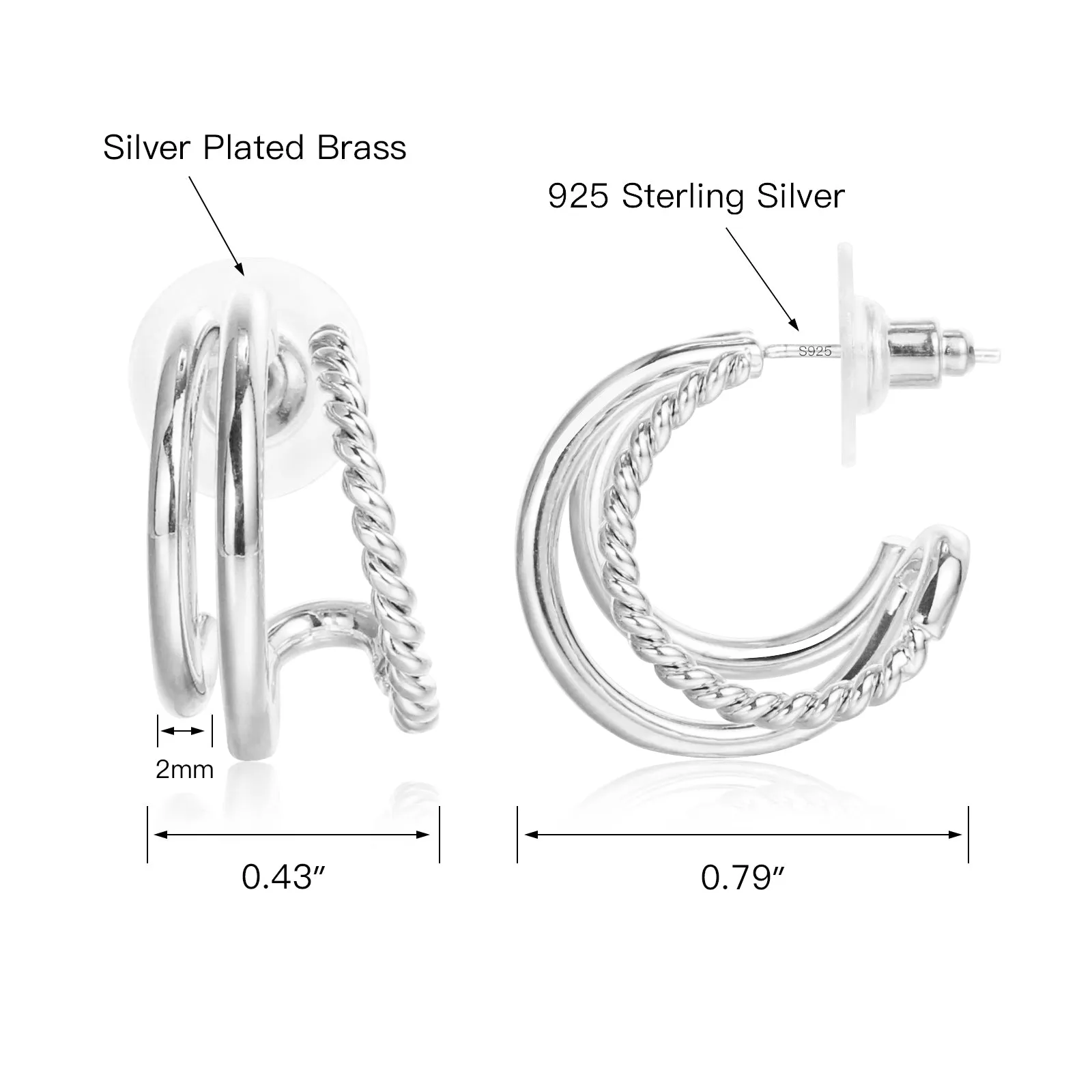 Split Hoop Huggie Earrings