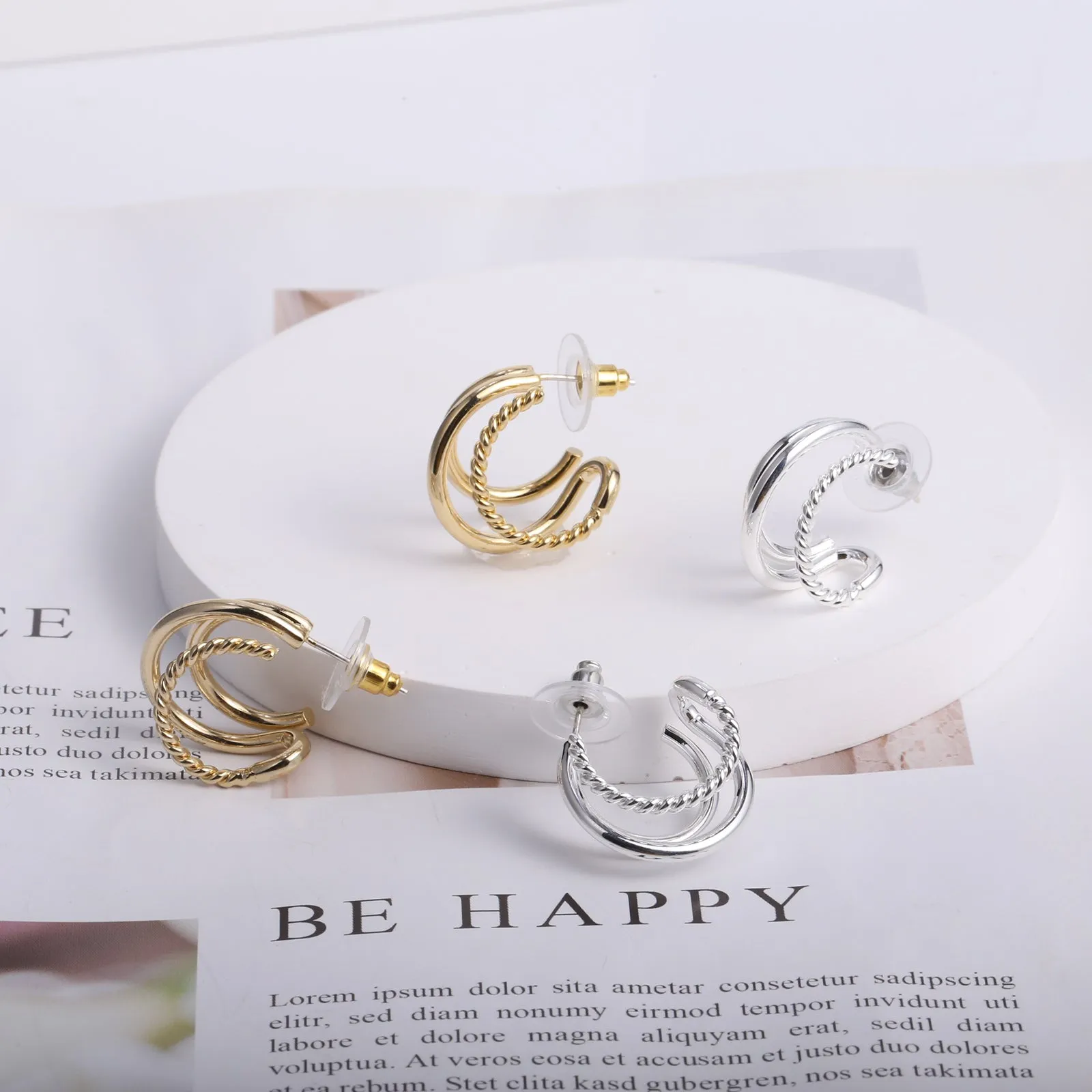 Split Hoop Huggie Earrings
