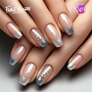 Square Blue French Silver Leaves