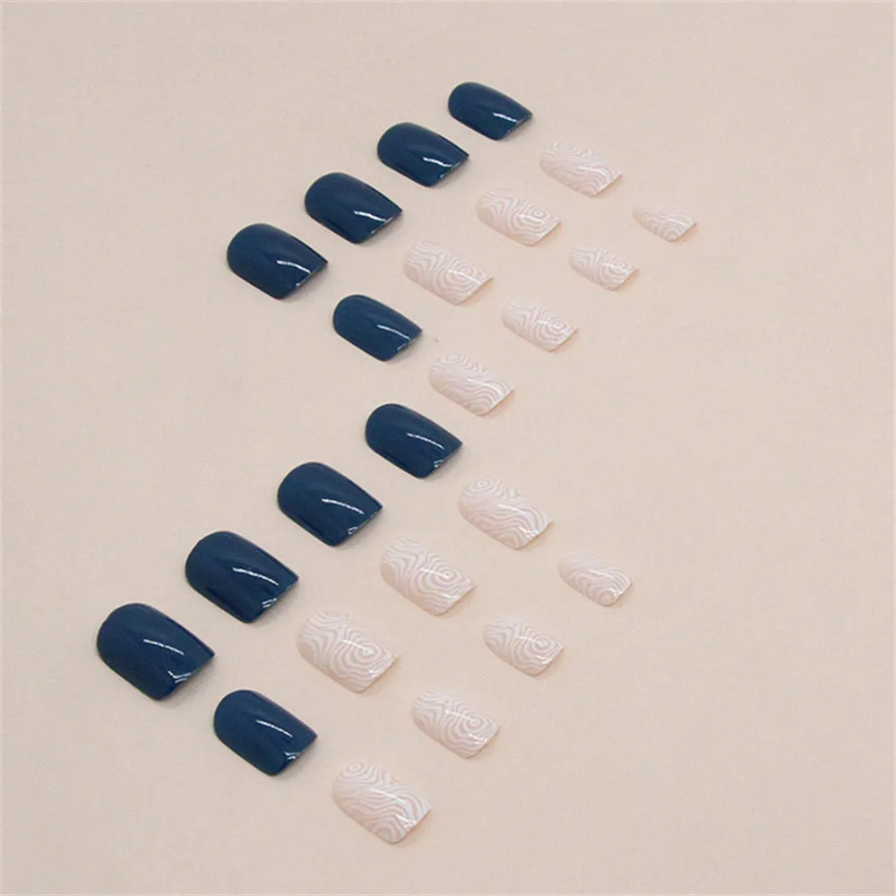 Square Contrasting hill pattern Blue White