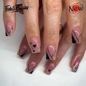 Square French Oblique Pink Heart