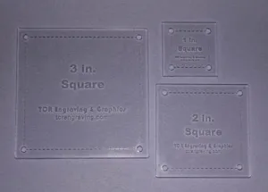 Square Quilt Templates. 1/8" 1", 2", 3". - Clear w/ Guide Line Holes