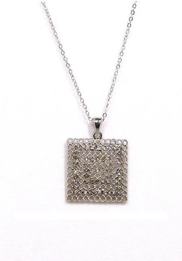 Square Rhinestone Pendant Necklace