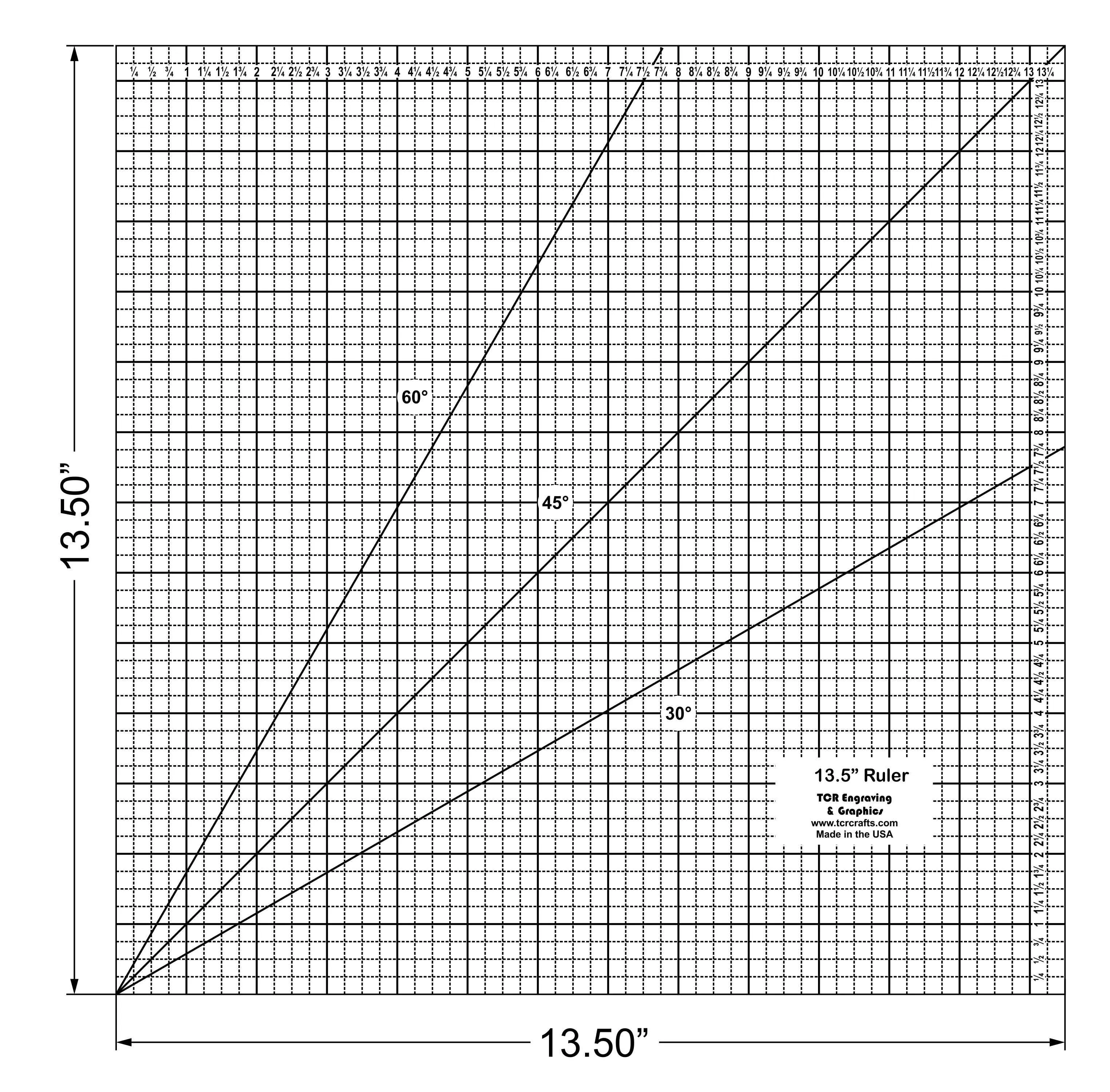 Square Ruler 13.5 Inches - Clear Acrylic - Quilting/Sewing