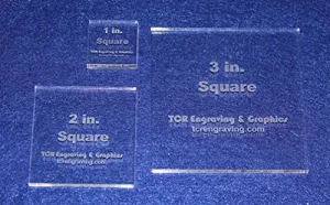 Square Templates. 3 Piece Set 1", 2", 3" - No Seam -Clear ~1/4"