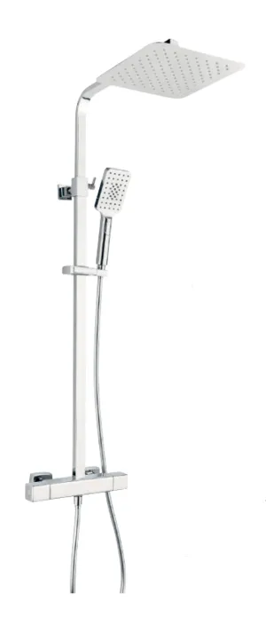 Square Thermostatic Matt Black Cool Touch Shower Valve