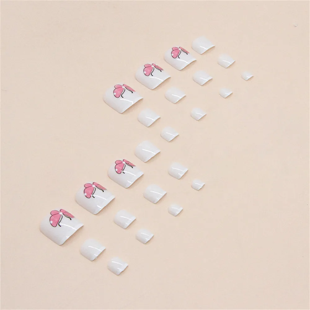 Square Toe Cute Butterfly White