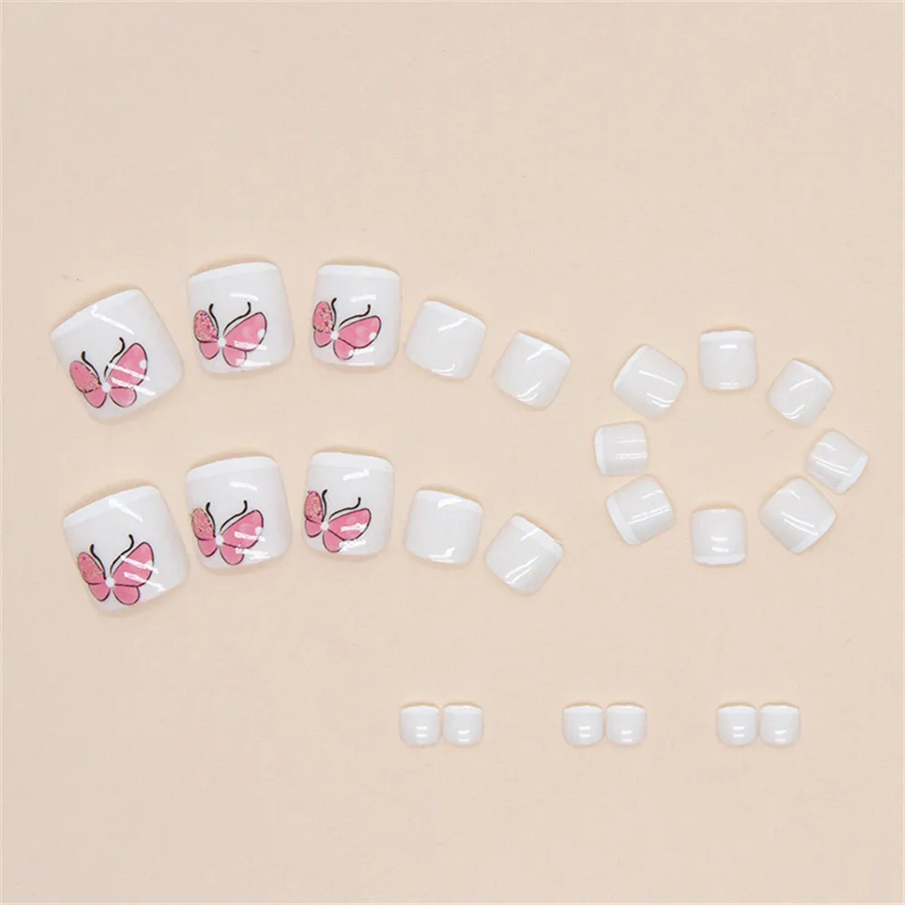 Square Toe Cute Butterfly White