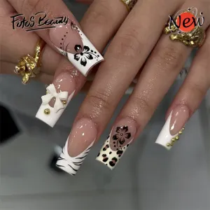 Square Zebra print French Flower Bow