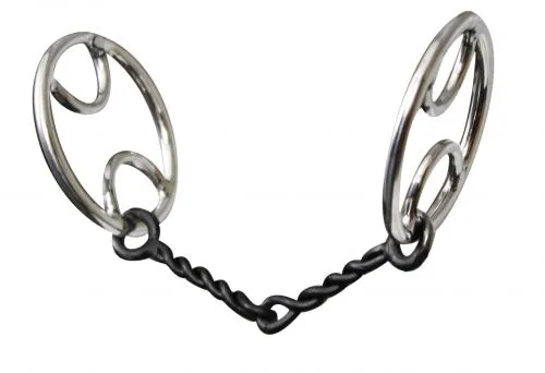 ss divided o ring twisted sweet iron snaffle 5' mouth
