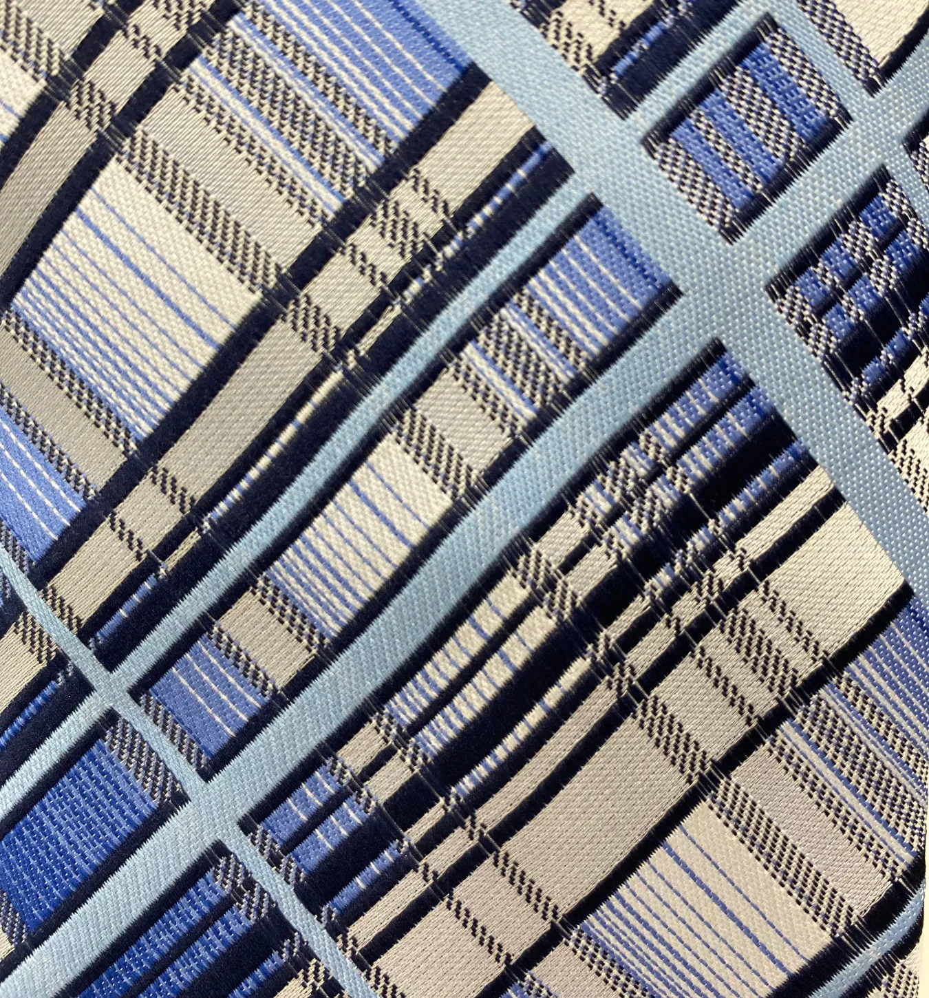 Stacy Adams Tie and Handkerchief - Blue Plaid T17