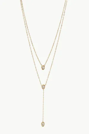 Stainless Steel Zircon Double-Layered Necklace