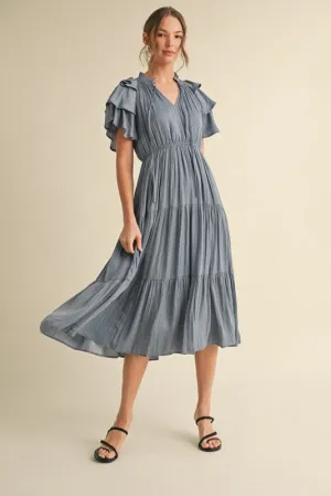 Steel Blue Midi Dress