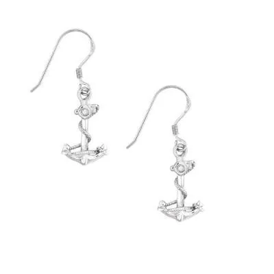 Sterling Silver Anchor with Twisted Rope Earrings (82249)