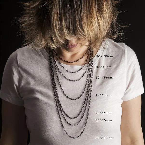 Sterling Silver Double Sided Knitting Needles Stockinette Stitch & Demi-Sec Necklace - Chain Through Style