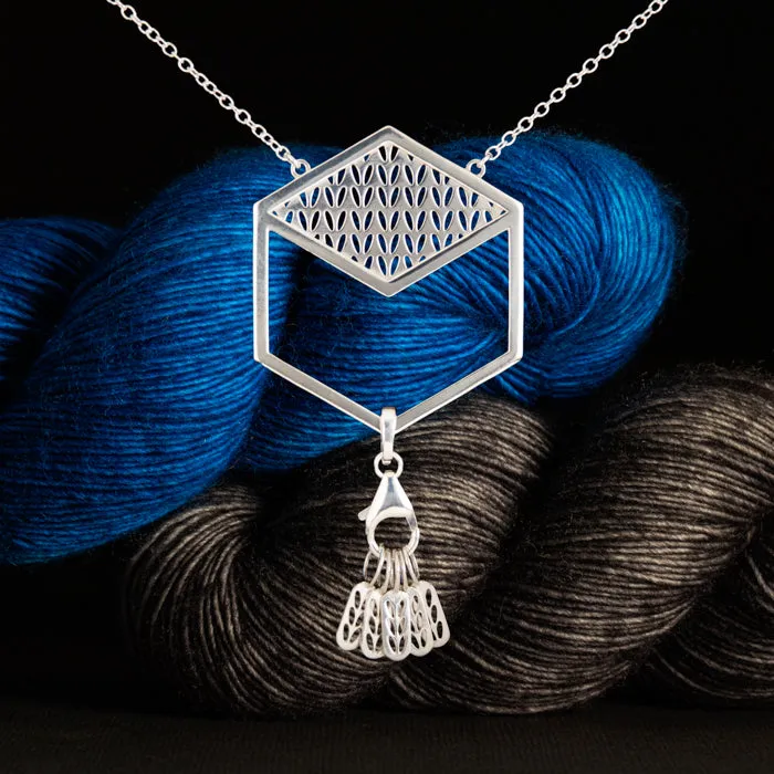Sterling Silver Hexagon Stockinette Stitch Marker Necklace