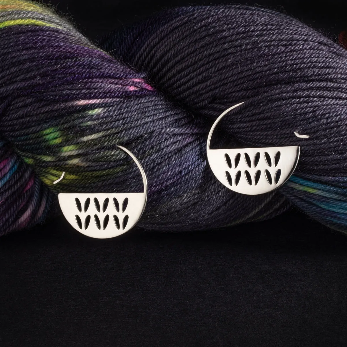 Sterling Silver In The Round Stockinette Stitch Motif Earrings